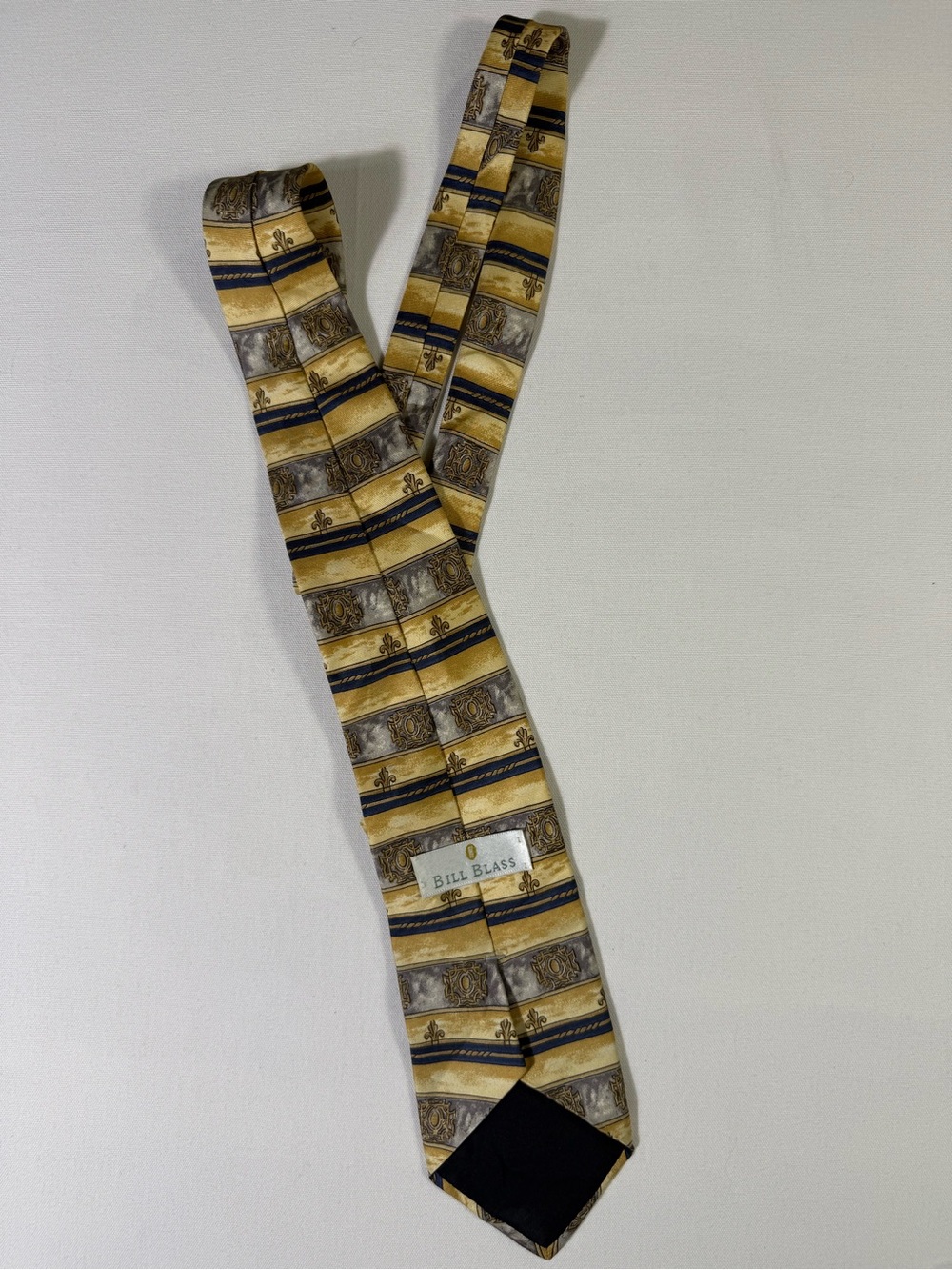 bill blass Yellow and Navy Striped Silk Tie